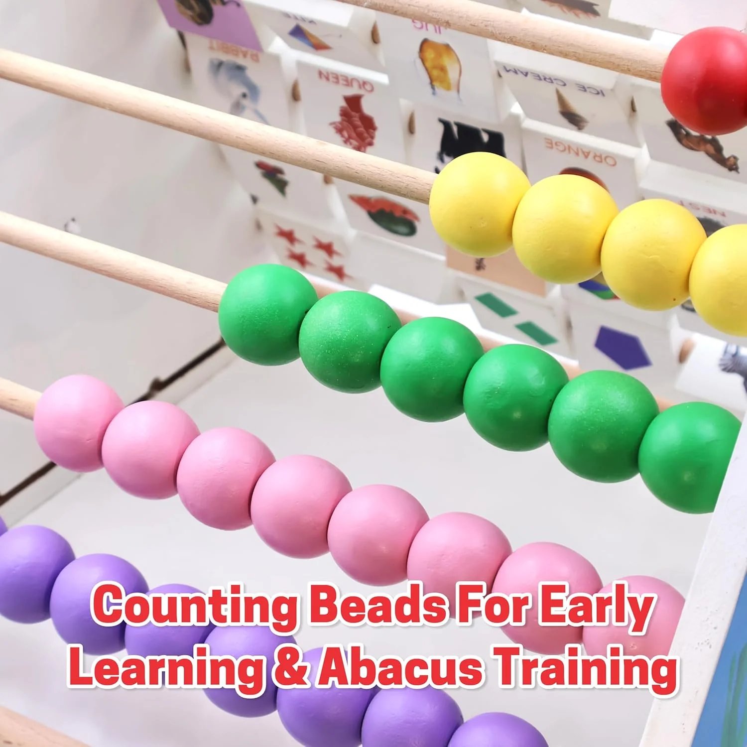 Chanak 5-in-1 Wooden Activity Triangle for Kids 1+ Year | Abacus, Alphabets, Clock & Writing Board – BIS Approved - Image 3